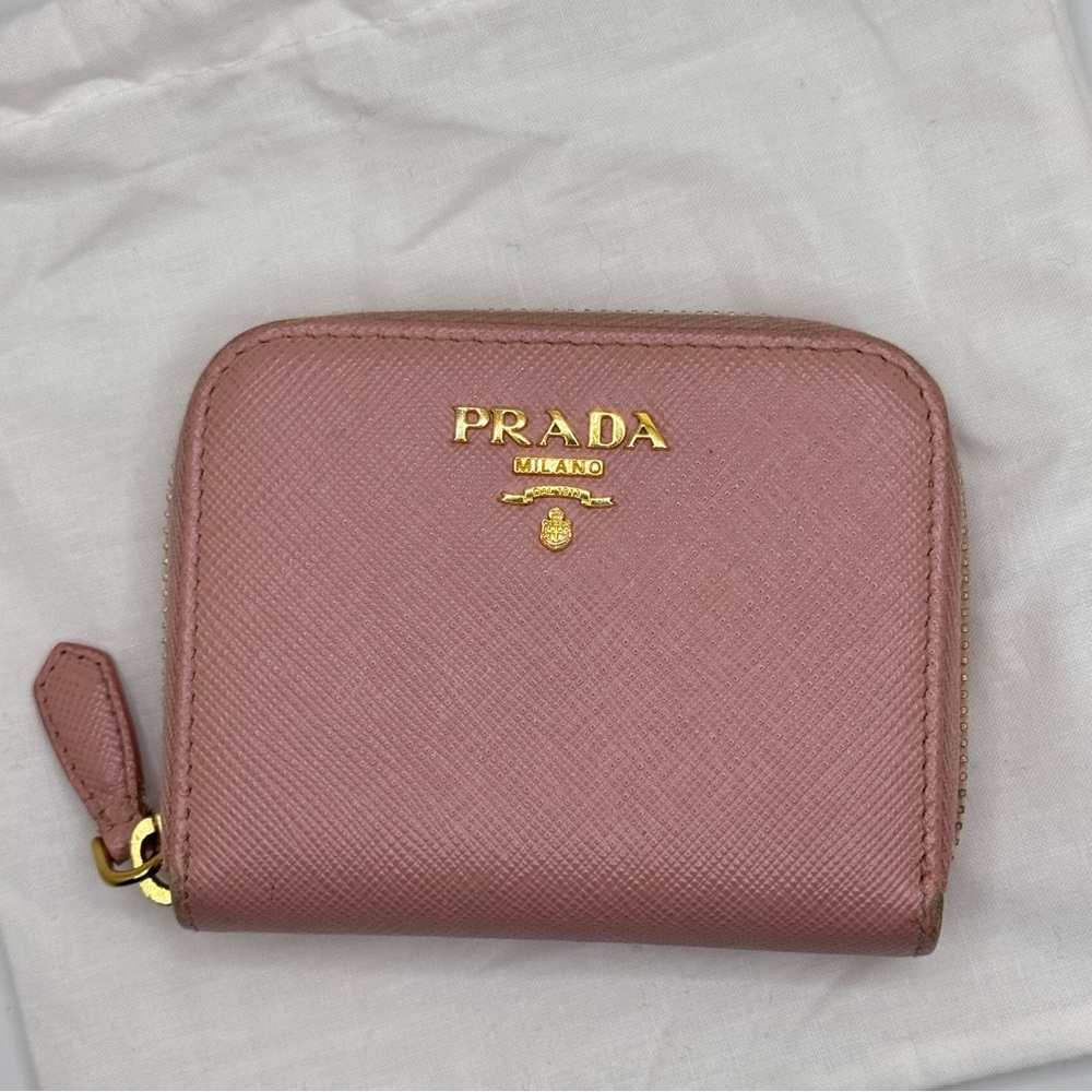 Prada Women's Blush Leather Compact Zippy Wallet - Picture 2 of 10